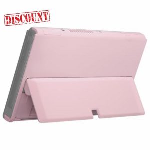 eXtremeRate DIY Console Back Plate Replacement Housing Shell Case with Kickstand for Nintendo Switch OLED Handheld Console – Cherry Blossoms Pink [Console and Joycon Without]