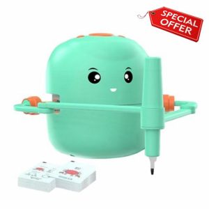 Interactive Educational Drawing Robot for Kids | Montessoris Learning Toy with 100 Word Cards & Voice Interaction | Preschool Kindergarten Learning Activities Toy Present for Girls and Boys Age 5+