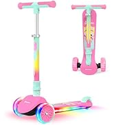 BELEEV A9 Scooter for Kids with Light-Up Wheels & Deck, 3 Wheel Folding Scooter for Toddlers Girl...