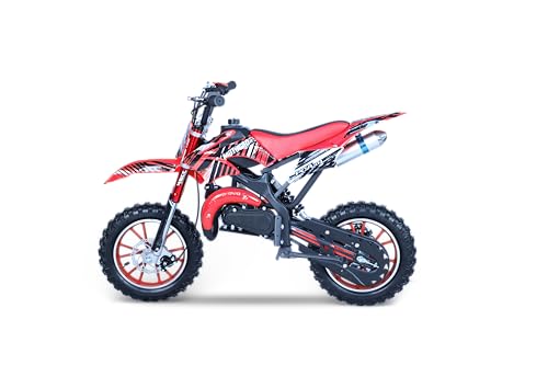 No Gears - Red Child's Off-Road Dirt Bike - Ages 6-14 - Max Speed 35 km/h - High Strength Steel Frame - Wear-Resistant Tyres