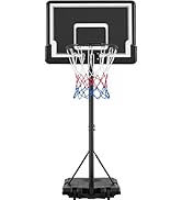 Yaheetech Portable Basketball Hoop Stand Height Adjustable Basketball Goal System with 30''/32'' ...