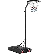 Yaheetech Portable Basketball Hoop Stand Height Adjustable 7.6-10ft Basketball Goal System with 4...