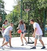 HOMCOM Portable Basketball Hoop Stand 160-210cm Adjustable Height Sturdy Rim Hoop w/Large Wheels ...