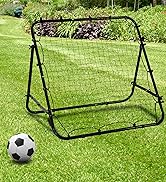 HOMCOM Football Training Net, Soccer Kickback Target Goal Both Side Rebounder Net, Adjustable Ang...
