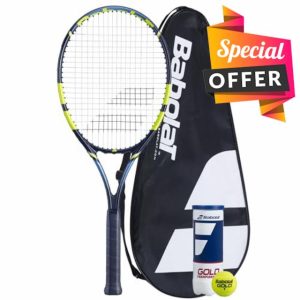 *Babalot Voltage Adult Tennis Racket including Full Protective Cover & 3 Tennis Balls