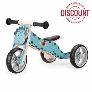2-in-1 Balance Bike - Wooden Trike for Kids that Converts to Balance Bike - Lightweight Toddler Tricycle Ride On Toy - Padded Adjustable Seat & Handlebars - Puncture Proof Wheels - Dinosaur Desig