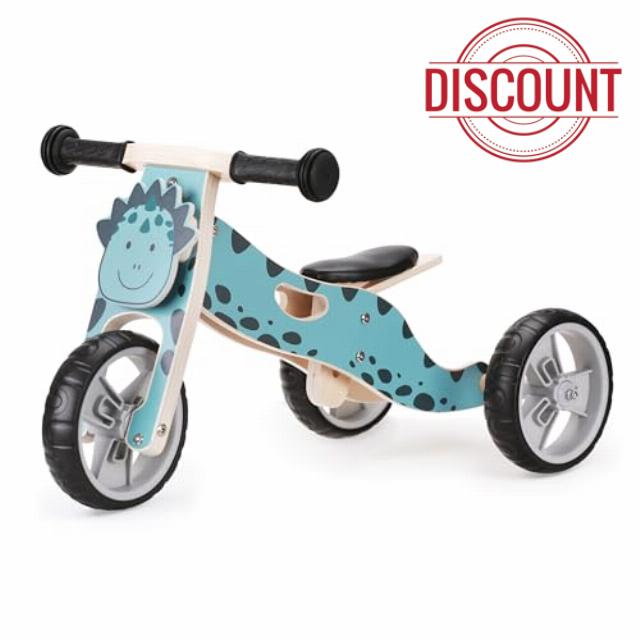 2-in-1 Balance Bike - Wooden Trike for Kids that Converts to Balance Bike - Lightweight Toddler Tricycle Ride On Toy - Padded Adjustable Seat & Handlebars - Puncture Proof Wheels - Dinosaur Desig