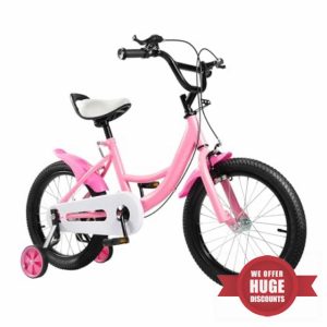 ACROSSPART 16 Inch Children's Bicycle with Removable Stabilisers Kids Cycle for 5-8 Years Old Girls & Boys Kids Bike with Chain Cover and Mudguards (Pink)