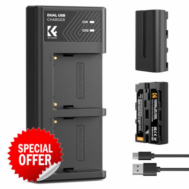 K&F Concept NP-F550 Battery and Charger Kit