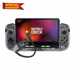 CRKD Nitro Deck+ with HDMI Adapter - Handheld Pro Controller for Nintendo Switch & OLED Model - TV Dockable - Programmable Sidekicks & Back Buttons - TruCollection System (Clear White)