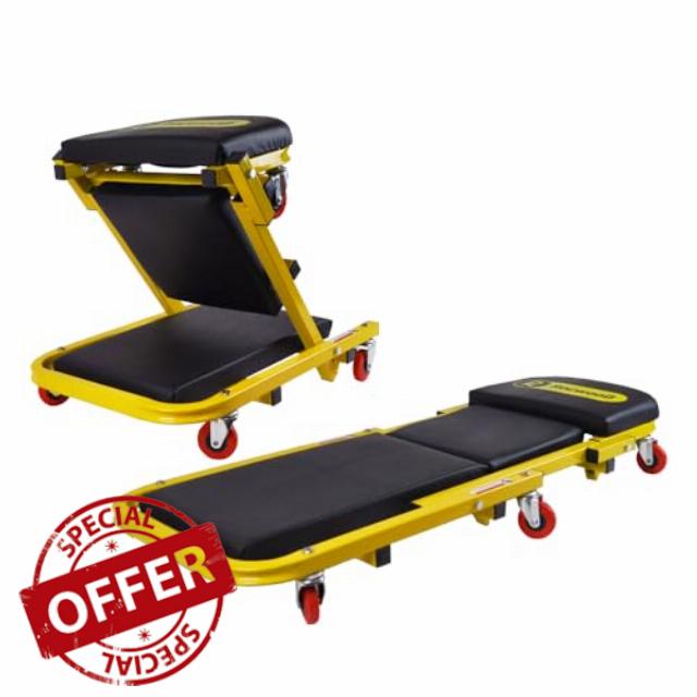 RocwooD Folding Creeper Seat 136kg (300lbs) High-Density Sponge Filling 360 Degrees Low Height Garage Warehouse Car Automotive 3″ Swivel Castors Lightweight 8KG Versatile