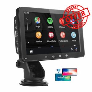 7 Inch Portable Car Stereo 2024 Upgraded Compatible with Wireless CarPlay & Android Auto