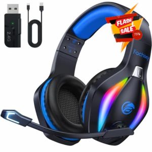 Fachixy「2024 New」FC100 Wireless Gaming Headset - 2.4GHz & Bluetooth Headphones with Microphone - 3D Stereo Sound & 50Hrs Battery Life - For PS5