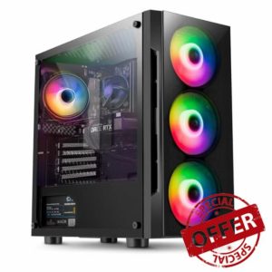 Gaming PC with Intel Core i5 3.90 GHz | 16GB DDR3 | 1TB + 256GB SSD | NVIDIA GT 1030 Graphics | RGB | WiFi 600 and Bluetooth 5 | Windows 11 Pro | Multimedia Compute