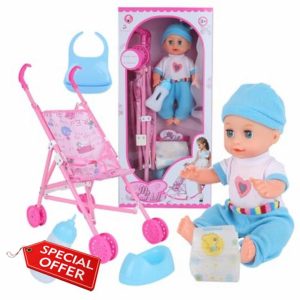 Comebachome Baby Doll Stroller Set Realistic Interesting Baby Doll with Stroller Includes Doll