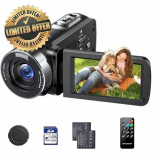 FIREFOTO 4k Video Camera 42MP Camcorder with 3.0 Inch 270°Rotation Screen 18x Digital Zoom Vlogging Camera for YouTube Remote Control with 2 Batteries 32GB Card