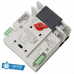 HEIBTENY Automatic Transfer Switch Circuit Breaker Dual Power Automatic Transfer Switch Electronic Power Generator Switch Transfer Switch 220V 125A (2P 125A 220V)