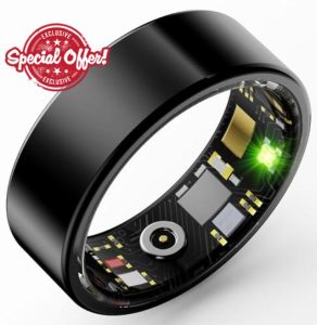 findtime Smart Ring Heart Rate Monitor Blood Pressure Ring Sleep Tracker Blood Oxygen Health Ring Pedometer Step Counter Calories Fitness Tracker Waterproof Fitness Rings for Men Wome