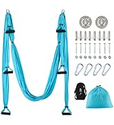 ZELUS Aerial Yoga Swing Set, aerial silks with Ceiling Mount Kit and Extension Straps, Antigravit...