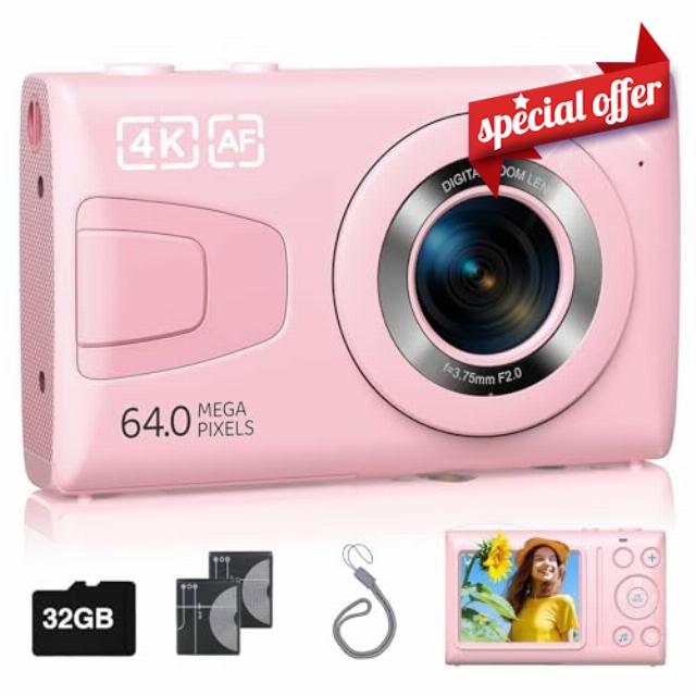 Pink Digital Camera with 32G SD Card
