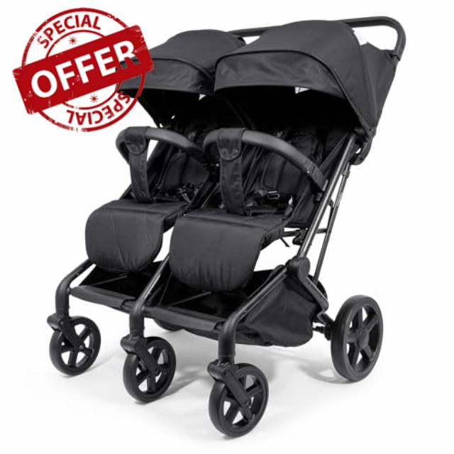 For Your Little One Duo Twin Easyfold Pushchair - Black