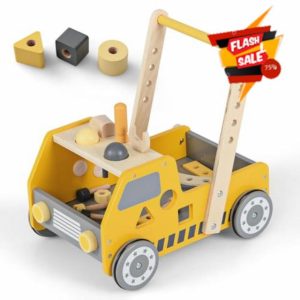 GYMAX Wooden Baby Walker