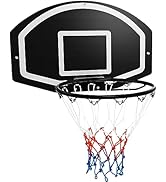 GYMAX Wall Mounted Basketball Hoop and Backboard Set, Indoor Outdoor Basketball Backboard and Rim...
