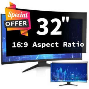 DEJIMAX 32 Inch Computer Privacy Screen Filter for 16:9 Widescreen Monitors Anti Glare& Blue Light Reduction Privacy Shield Curved Screen Eye Protect Film for Office