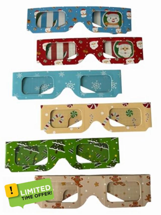 LEVANDA Christmas 3D Glasses- 6 Pack with different designs. Snowflake