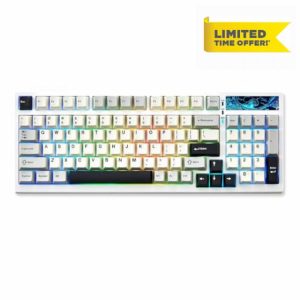 YUNZII YZ98 Gasket Mechanical Keyboard 99 Key Hot Swappable BT5.0/2.4G/USB-C Wireless Gaming Keyboard NKRO 98% 1800 Layout with RGB LED Backlit for Linux/Win/Mac (White