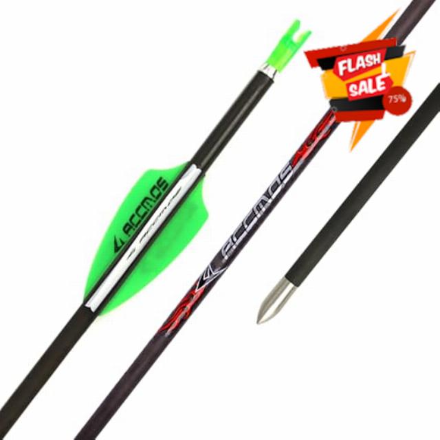 PHILOCS 12pcs Green White FeatherHunting Practice Arrow Spine 300 350 400 500 600 700 800 900 ID 4.2 mm for Recurve Bow Compound Bows Archery