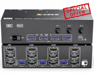 KVM Switch 3 Monitors 3 Computers 8K@60Hz
