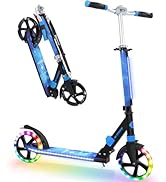 BELEEV V8 Scooters for Kids Ages 6+ with Light-Up Stem & Deck, 2 Wheel Folding Scooter for Adults...