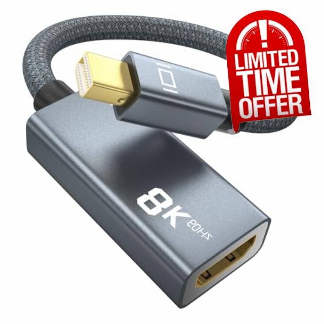 ULT-WIIQ 8K Mini DisplayPort to HDMI Adapter,Mini DP Thunderbolt Male to HDMI 2.1 Female Converter