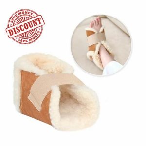 Mybow Sheepskin Heel Protectors for Pressure Sores Lambs Wool Foot Pillow Sheepskin for Bed Sores Medical Heel Booties Ulcer Cushion Bedridden Lambs Wool Padding for Foot Surgery Heel Pain Relief (1)