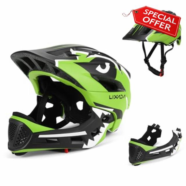 Taruor Kids Full Face Helmet Detachable Full Face Helmet Children Sports Safety Helmet for Cycle Skateboarding Roller Skating 52-56cm
