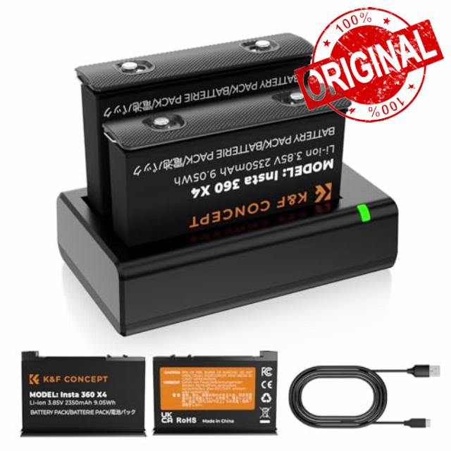 K&F Concept Replacement Battery and Charger Set for Insta360 X4