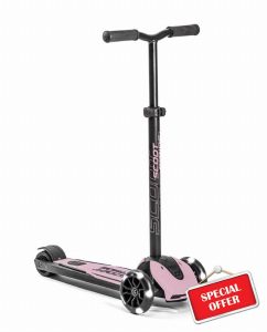 Scoot & Ride Highwaykick 5 Kickboard with LED Children's Scooter from 5 Years Height Adjustable and Removable Handlebar Rose