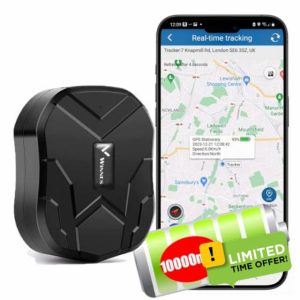 Winnes Car Tracker GPS Wireless TK905B Real-time Location Positioning Unlimited Tracking Cover Instant Vehicle Moving Alarm Magnetic Install iOS Android APP 10000mA Battery Chargeable