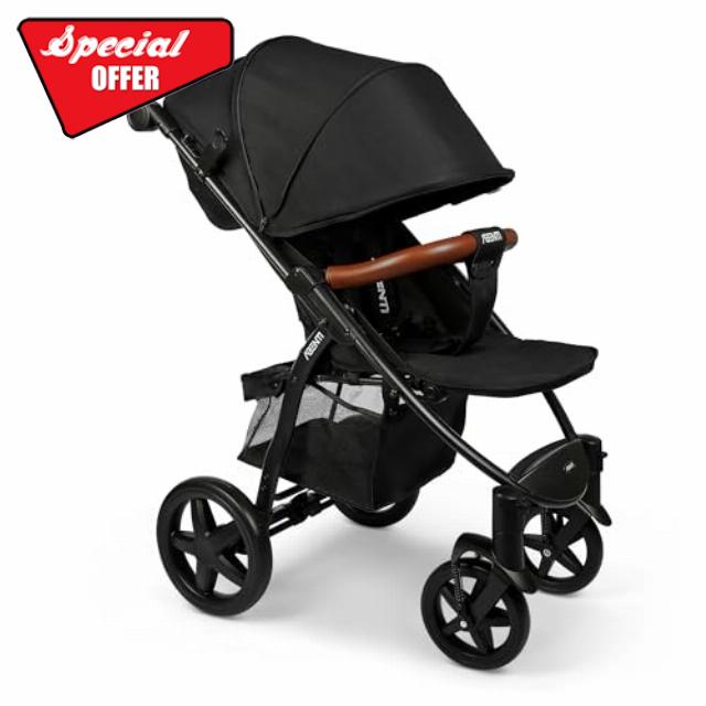 ABENTI Pushchair Arezzo Pram Stroller Buggy Footmuff Rain Cover Baby Compact Black