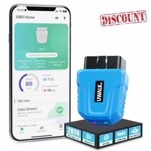 UWALK OBD2 Bluetooth Scanner Diagnostic Code: 5.4 OBD Code Reader Car Diagnostic Scanner Tool with Live Data - Car Trouble Code Reader OBDII Diagnostic Tester for iOS Android Windows