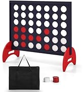 GYMAX Giant 4 in a Row Game, Jumbo Connect 4 Games with Carrying Bag & 42Pcs Chips, Outdoor Indoo...