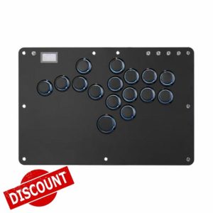 Haute42 Leverless Controller for Arcade Gaming: R16 Retro Rims Series - Thinner & Pinky Button(20.6mm) - 16 Keys Crystal Low-profile Switch - Custom RGB Controller for PC/Switch/PlayStation(Black)