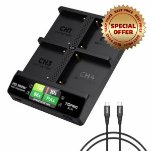 Accsoon Toprig BC-01 4-Channel USB-C PD 100W Fast NP-F Battery Charger with LCD Display