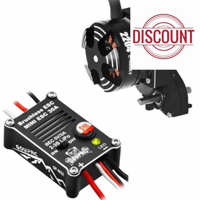 GOUPRC 2204 2400KV Brushless Outrunner Motor with Transmission & 30A Brushless Esc for SCX24 RC Crawler Axial 1/24 RC Car Truck