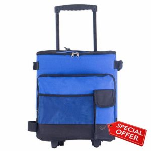Cooler With Wheels And Pull 43L Large Cooler Waterproof Low Noise Rolling Cooler Foldable Multi-Pocket Zipper Closure Insulated Cooler For Outdoor