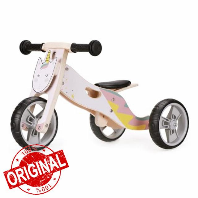 2-in-1 Balance Bike - Wooden Trike for Kids that Converts to Balance Bike - Lightweight Toddler Tricycle Ride On Toy - Padded Adjustable Seat & Handlebars - Puncture Proof Wheels - Unicorn Desig