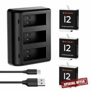 K&F Concept 3-Pack Replacement Battery for Go Pro 12