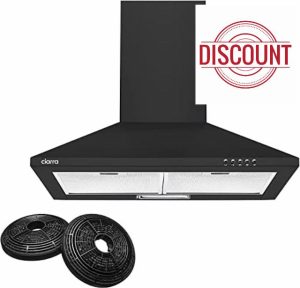CIARRA Cooker Hood 60cm CBCB6201 600mm Kitchen Extractor Hood with Carbon Filters Recirculating&Ducting Wall Mounted Cooker Extractor Fan Black            [Energy Class A++]