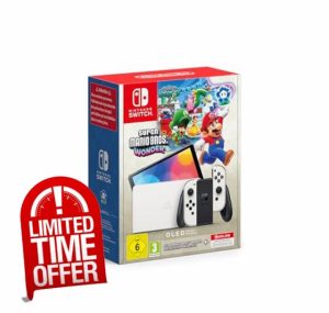 Nintendo Switch - OLED Model (White) + Super Mario Bros. Wonder Pre Installed Switch Online 12 Month Subscription Redemption Code